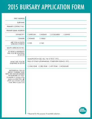 2015 Bursary Application Form