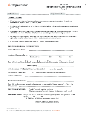 Business Farm Supplement Form