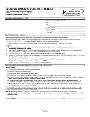 Economic Hardship Deferment Request