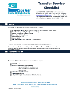 CFPUA Transfer Service Form