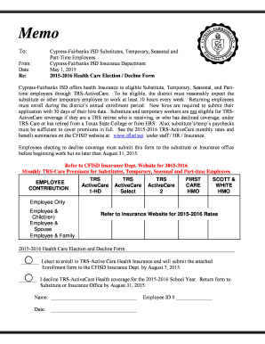 2015-2016 Health Care Election Decline Form