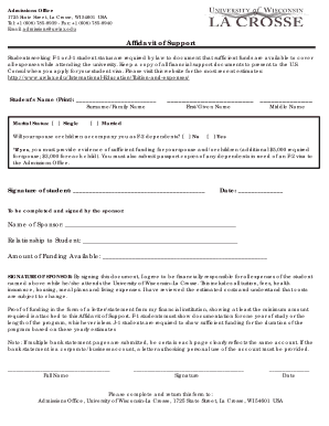 Affidavit of Support for F-1 or J-1 Student Visa