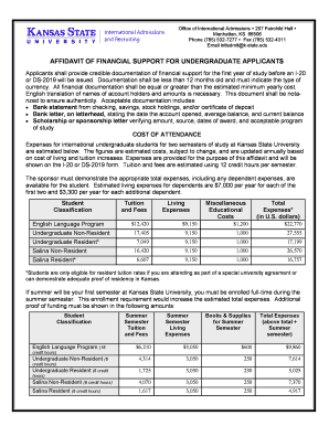 Affidavit of Financial Support for Undergraduate Applicants