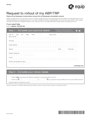 Equipsuper Pension Rollover Form