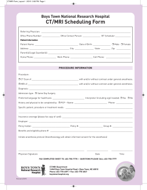 CT/MRI Scheduling Form