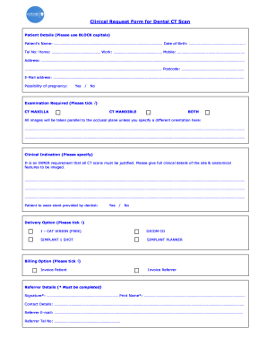 Dental CT Scan Request Form