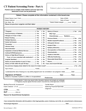 CT Patient Screening Form