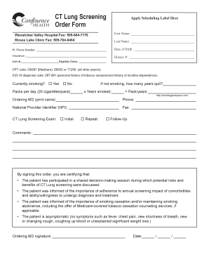 CT Lung Screening Order Form