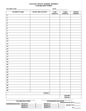 Walton County School District Cash Receipt Form