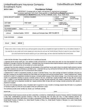 UnitedHealthcare Student Dental Enrollment Form