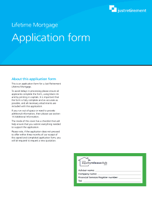 Lifetime Mortgage Application Form