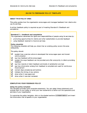 Community Service Feedback Policy Template