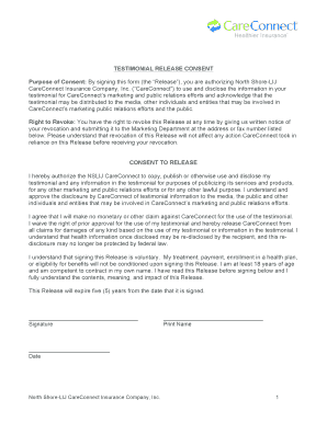 Testimonial Release Consent Form