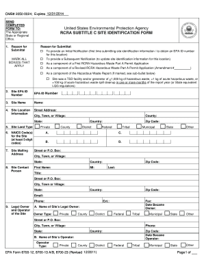 EPA RCRA Subtitle C Site Identification Form