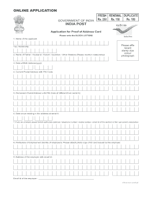 India Post Proof of Address Card Application