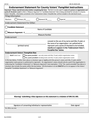 Endorsement Statement for County Voters’ Pamphlet