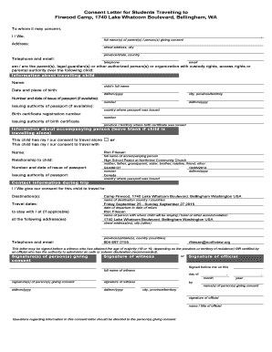 Consent Letter for Student Travel