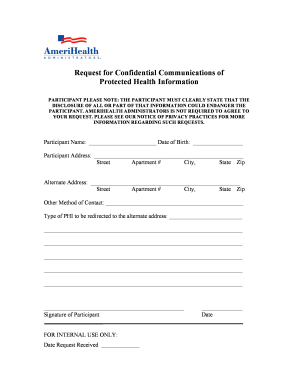 Request for Confidential Communications of Protected Health Information