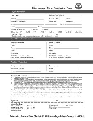 Little League Player Registration Form