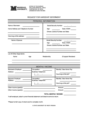 Request for Hardship Deferment