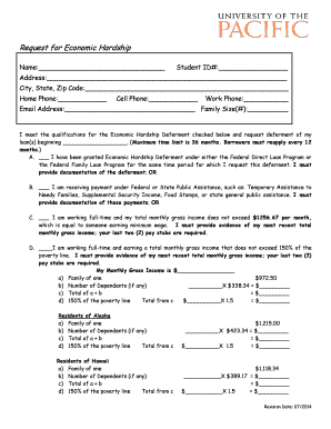 Request for Economic Hardship Deferment