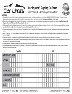 Participant's Risk Acknowledgment Form
