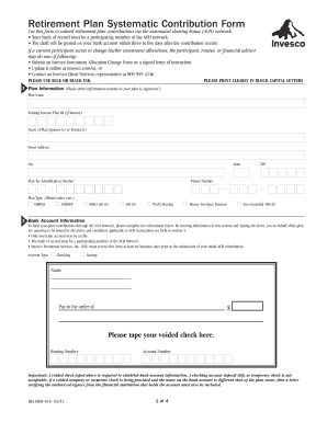 Retirement Plan Systematic Contribution Form