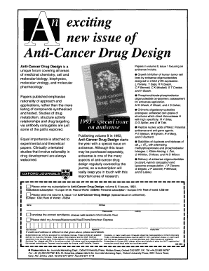Anti-Cancer Drug Design Journal Subscription