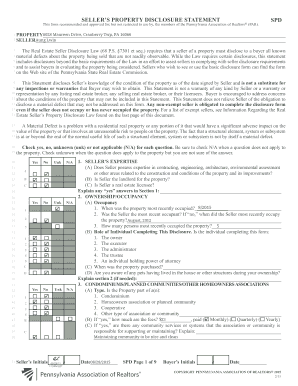 Pennsylvania Real Estate Seller Disclosure Statement