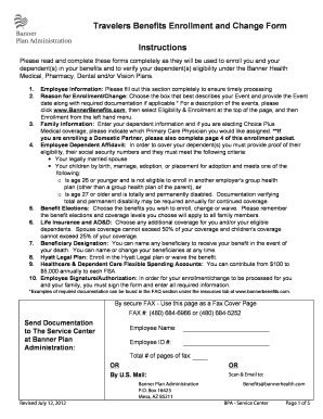 Banner Health Benefits Enrollment and Change Form