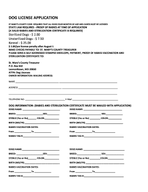 Dog License Application