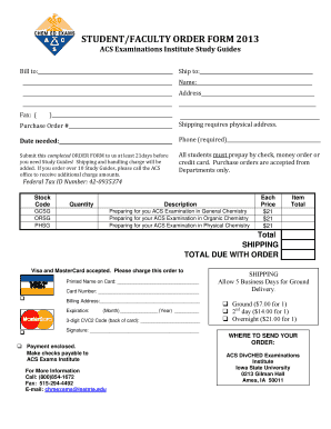Student Faculty Order Form 2013