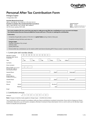 Personal After Tax Contribution Form
