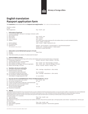 Dutch Passport Application Form