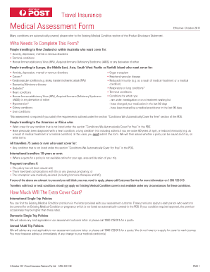 Travel Insurance Medical Assessment Form