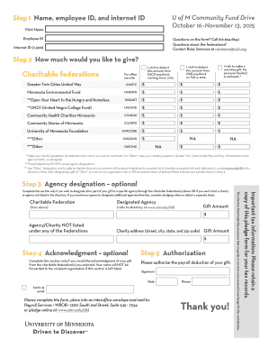 University of Minnesota Community Fund Drive Form