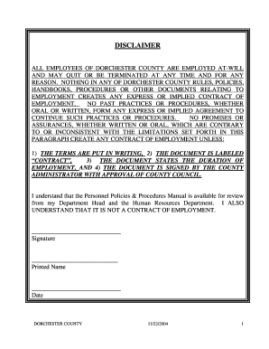 Dorchester County At-Will Employment Disclaimer