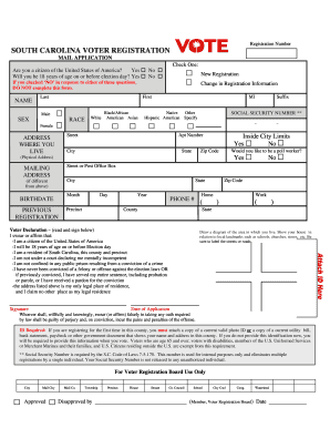 South Carolina Voter Registration Form