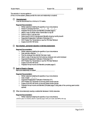 2013-2014 Special Conditions Financial Aid Appeal Form