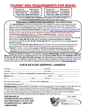 Brazil Tourist Visa Application Form