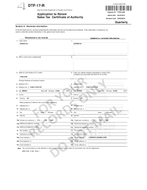 New York Sales Tax Certificate of Authority Renewal