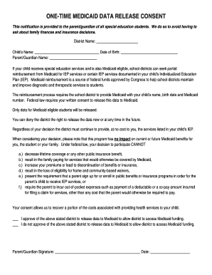 One-Time Medicaid Data Release Consent