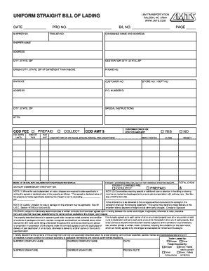 Uniform Straight Bill of Lading