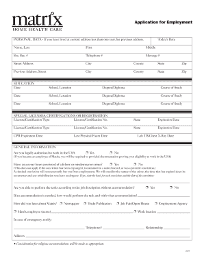 Application for Employment