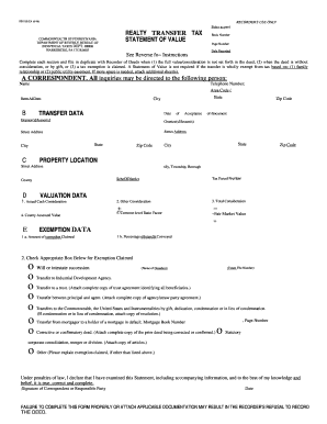 Pennsylvania Realty Transfer Tax Statement of Value