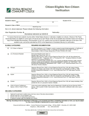 US Financial Aid Eligibility Verification Form