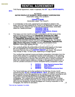 Ontario Rental Agreement