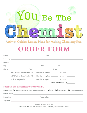 Order Form for YBTC Activity Guides