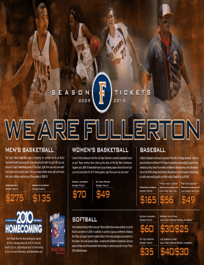 Cal State Fullerton Sports Season Tickets Order Form