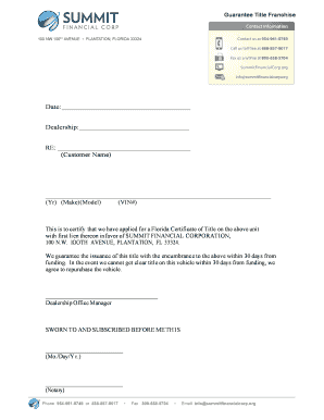Florida Vehicle Title Franchise Guarantee